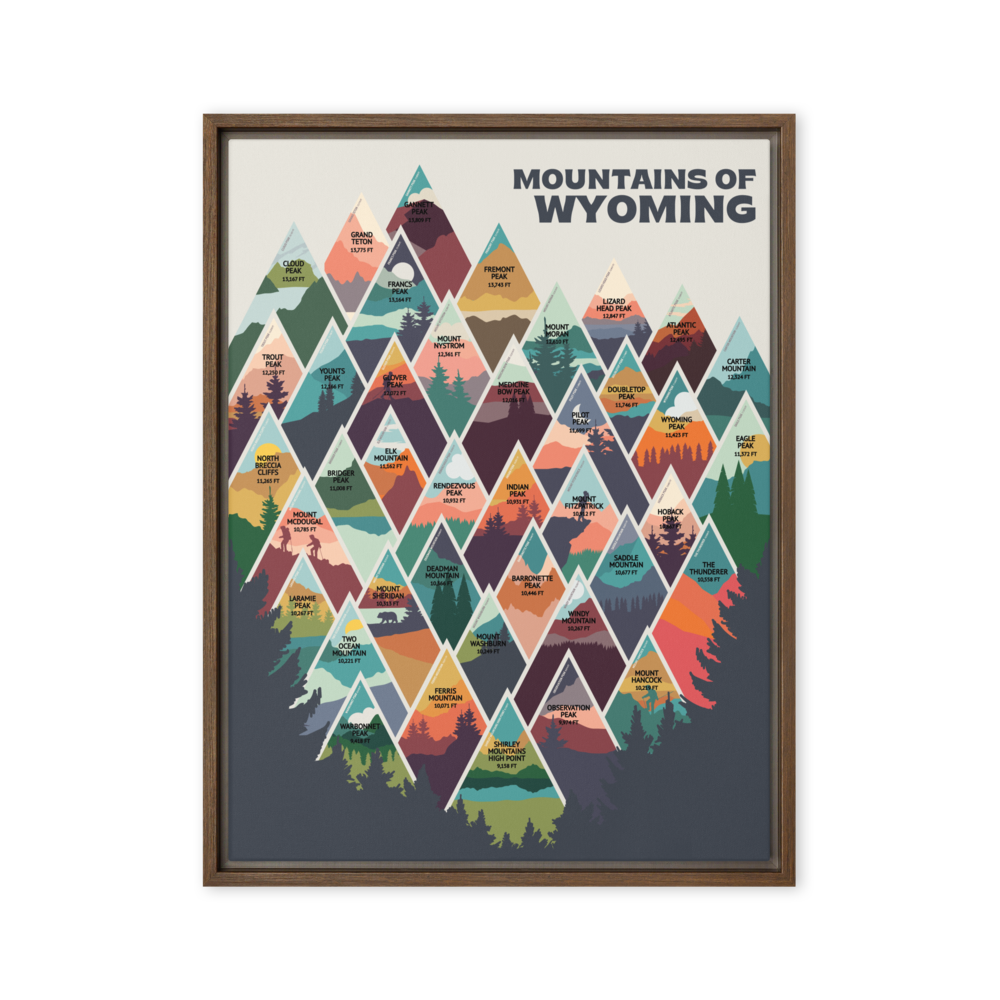 Mountains of Wyoming Framed Canvas | Pushpin