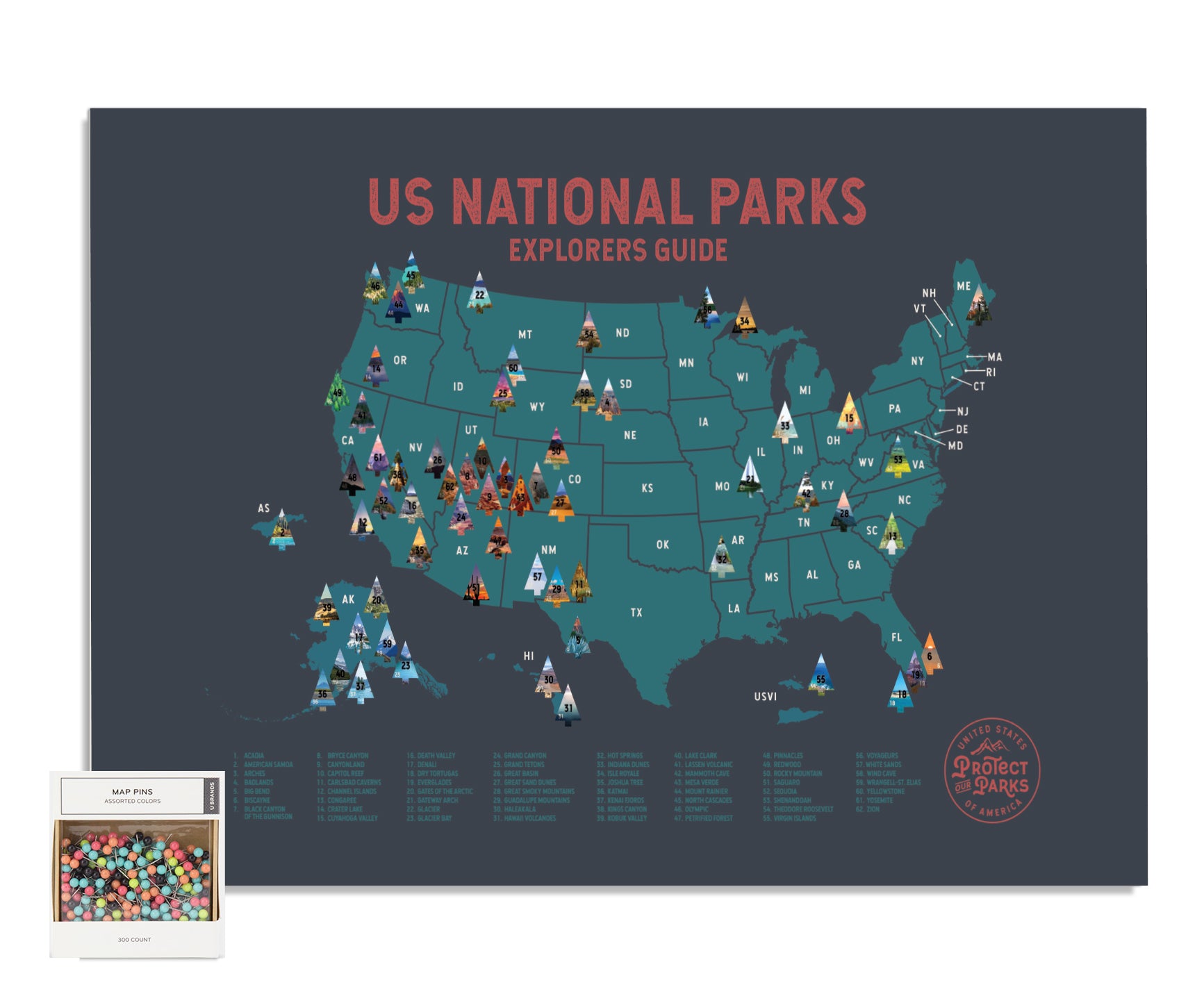 National Park Pushpin Map