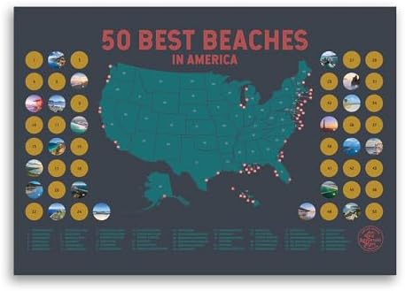 50 Best Beaches Bucket List Scratch Off Poster