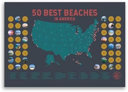 50 Best Beaches Bucket List Scratch Off Poster