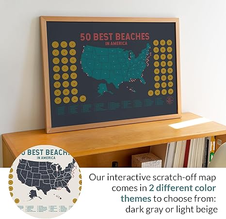 50 Best Beaches Bucket List Scratch Off Poster