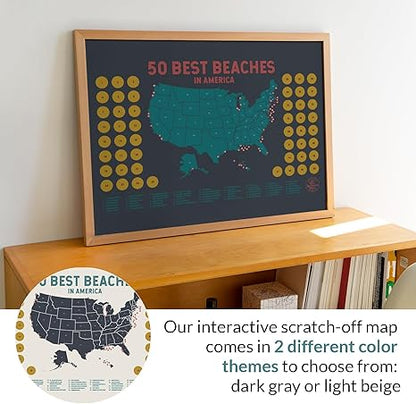 50 Best Beaches Bucket List Scratch Off Poster