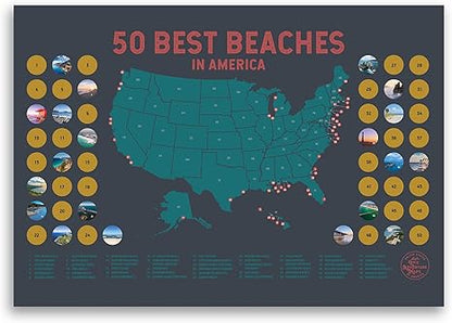 50 Best Beaches Bucket List Scratch Off Poster