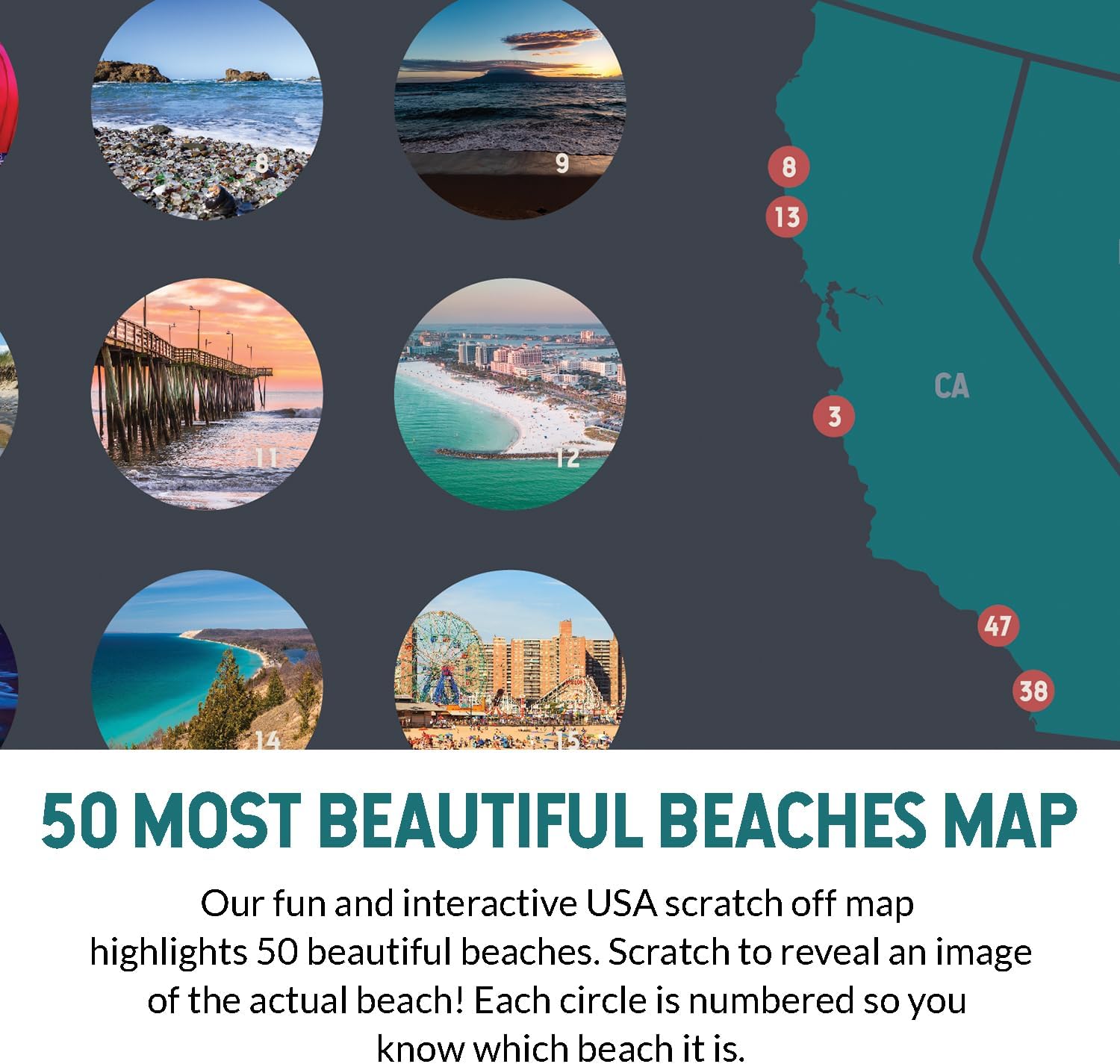50 Best Beaches Bucket List Scratch Off Poster