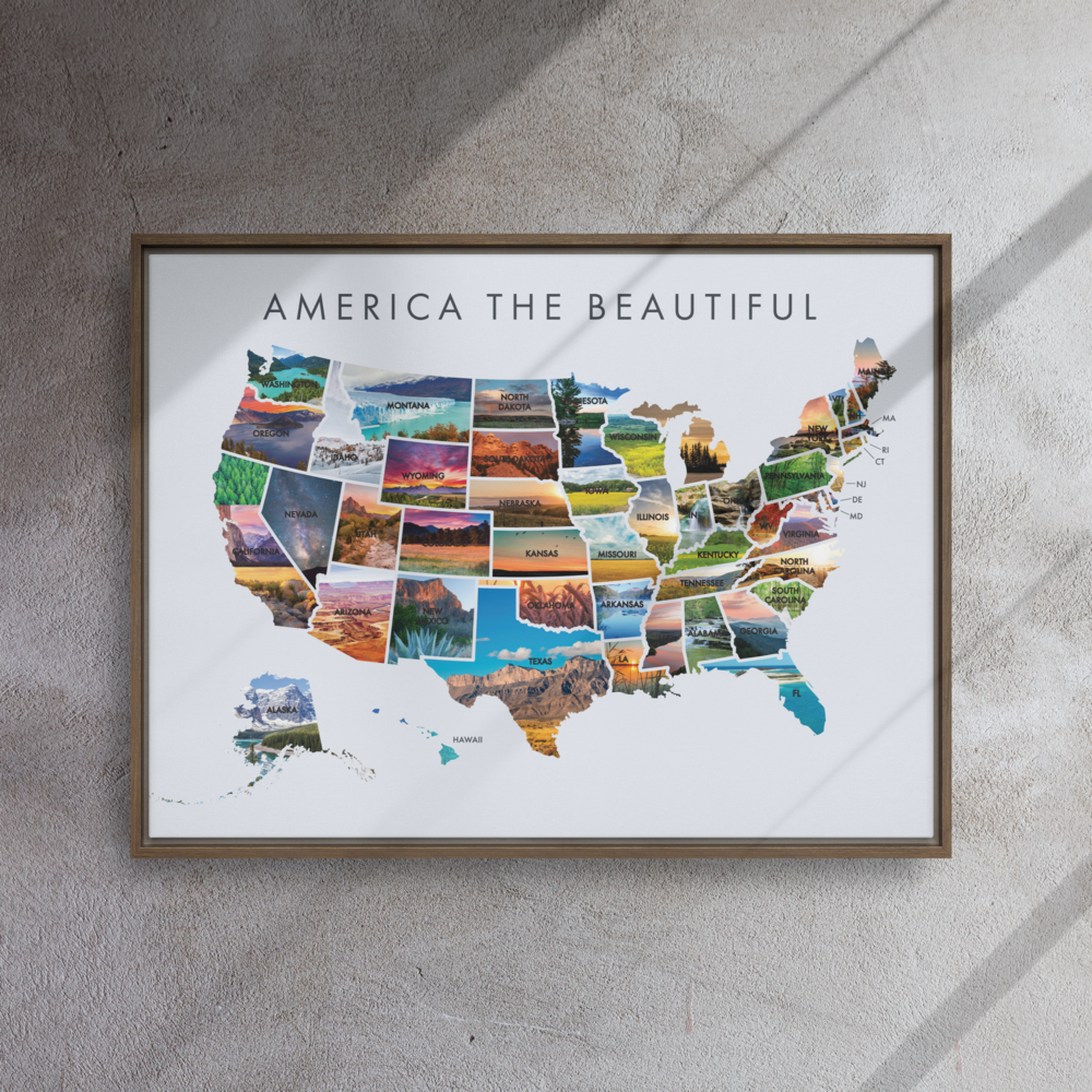 America The Beautiful Framed Canvas Print | Pushpin