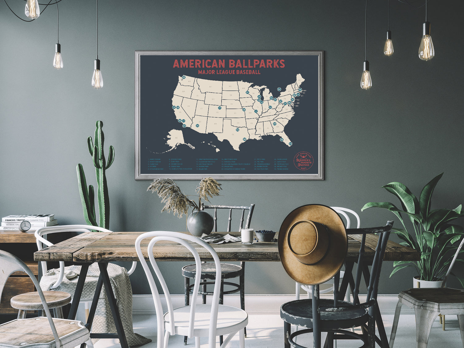 Baseball Pushpin Travel Map
