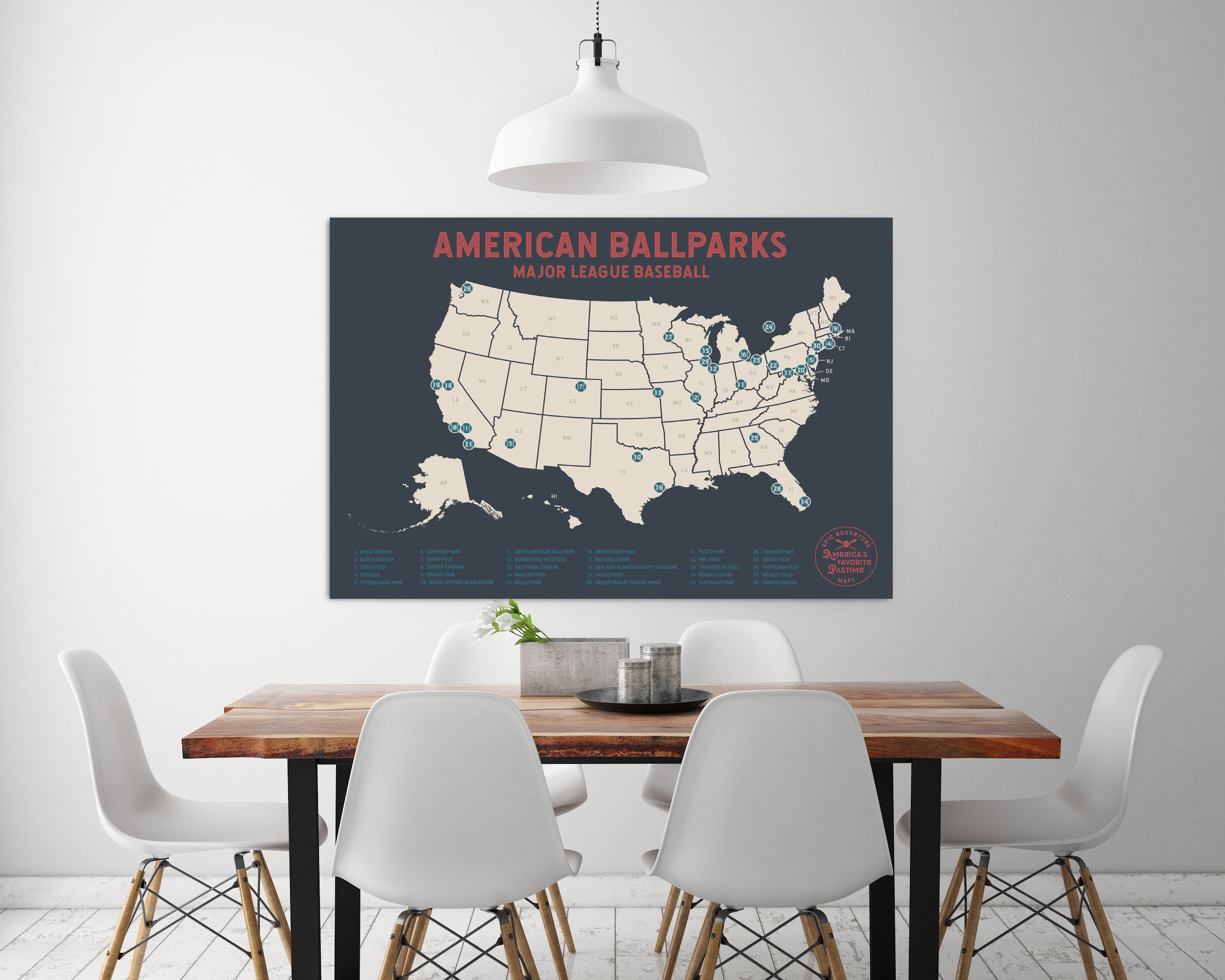 Baseball Pushpin Travel Map