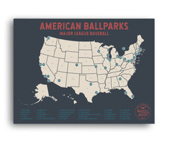Baseball Pushpin Travel Map