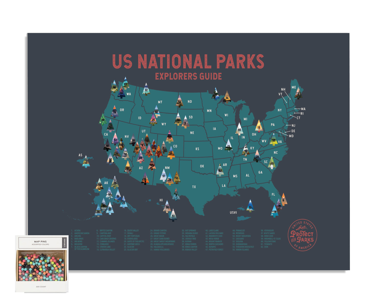 National Park Pushpin Map