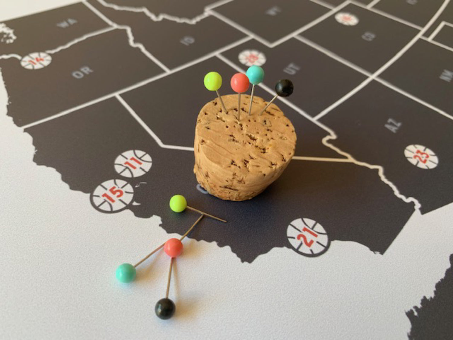 Basketball Pushpin Travel Map