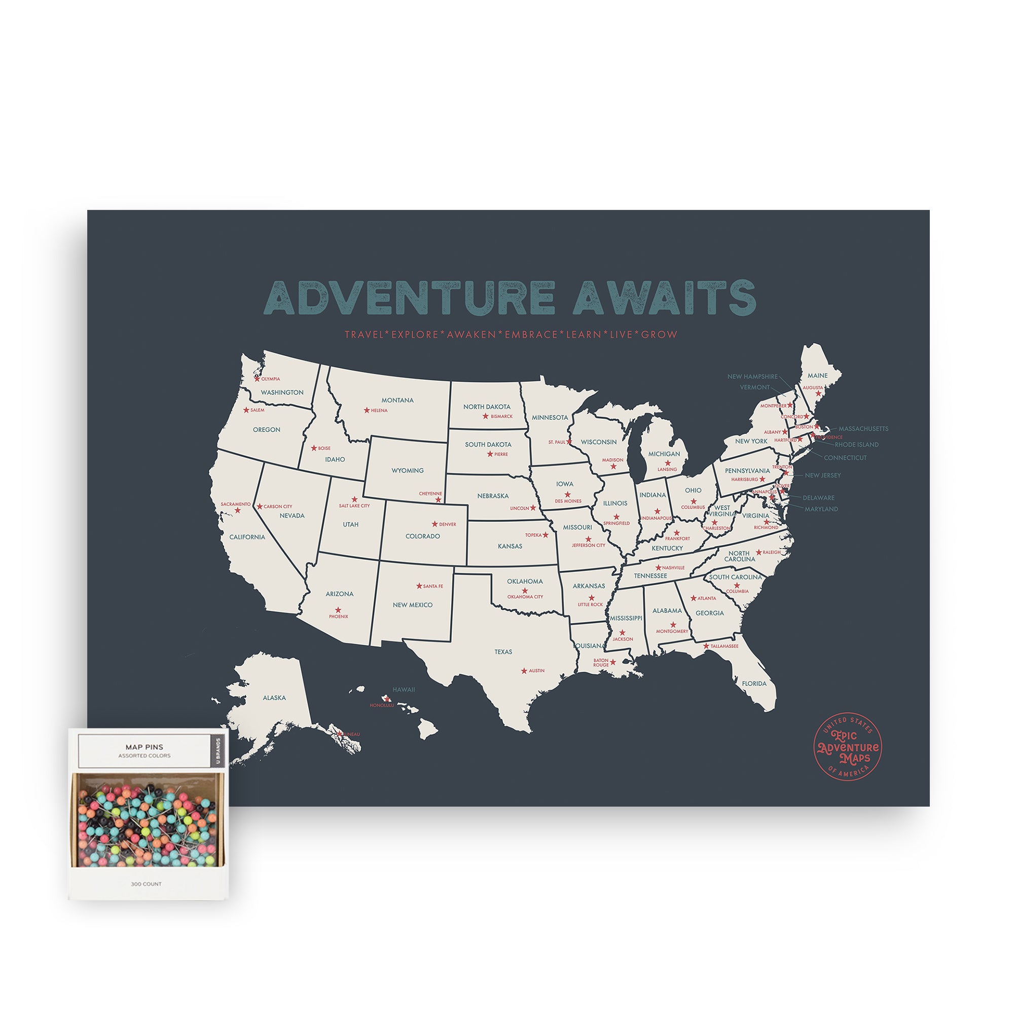 USA Pushpin Travel Map