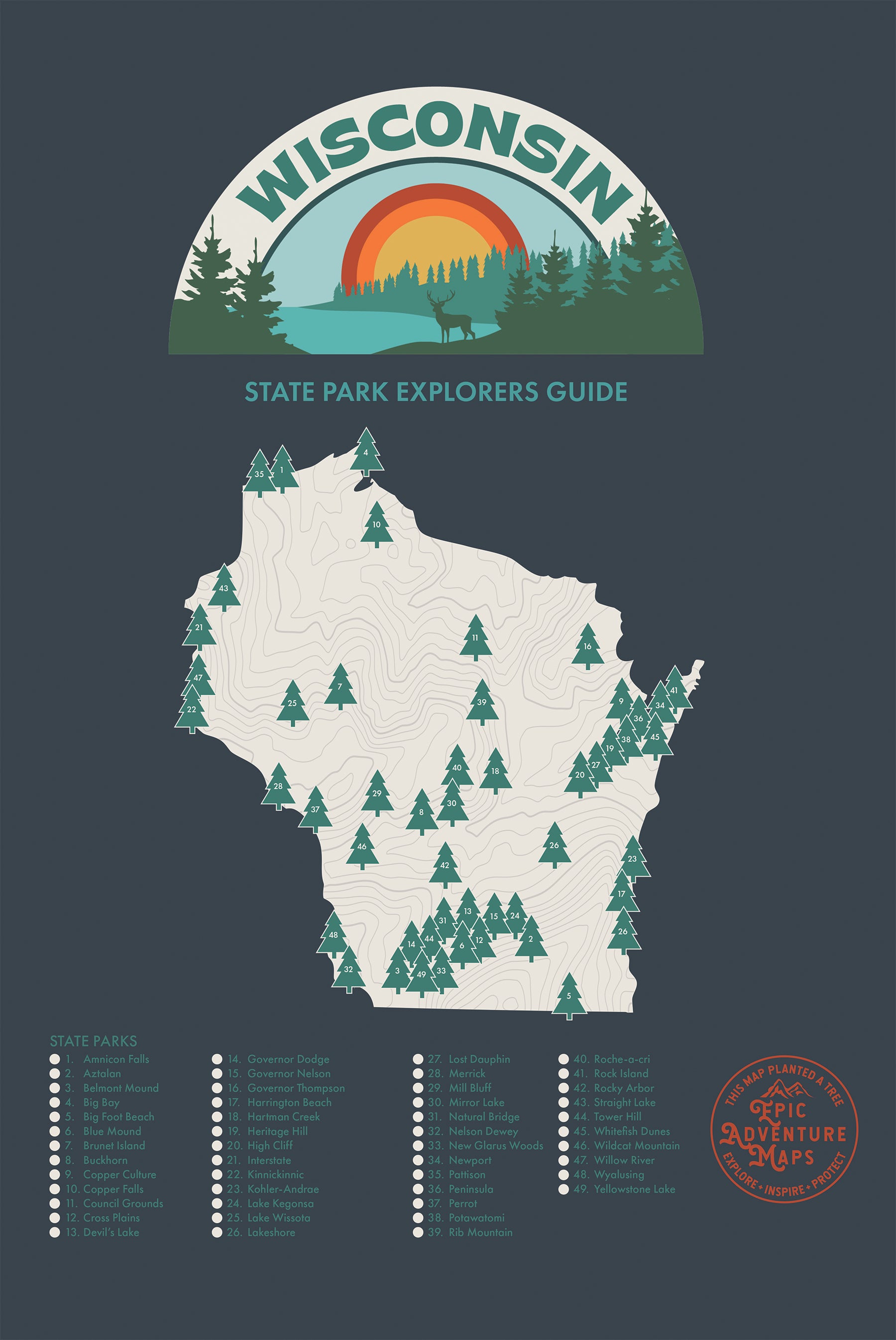 Wisconsin Fun Map Wisconsin Parks Map- Map of Wisconsin featuring all WI State Parks ...