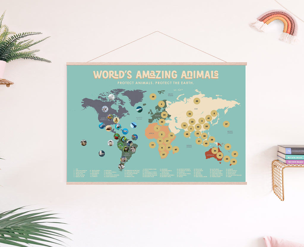 World's Amazing Animals Scratch Off Map